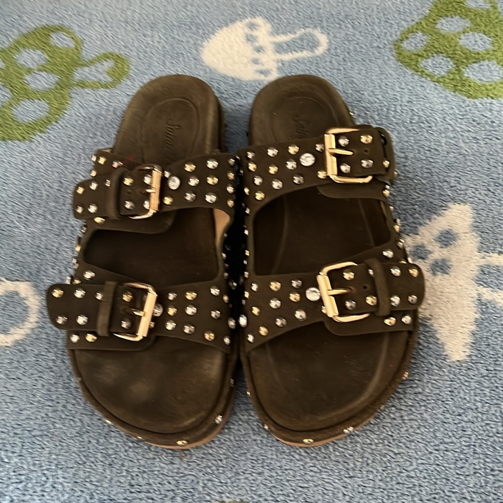 Saint G Studded greenSandals with Buckles